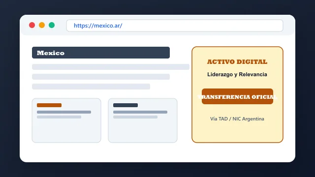 Vista del activo digital estratégico mexico.ar y transferencia formal